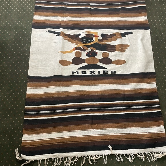 Multicolored brown Mexico blanket - Picture 1 of 4